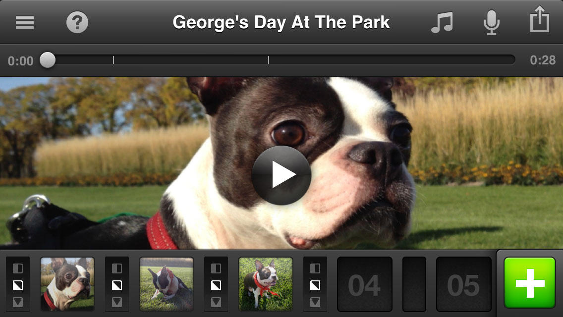 Screenshot of Projects List in Video Edit+